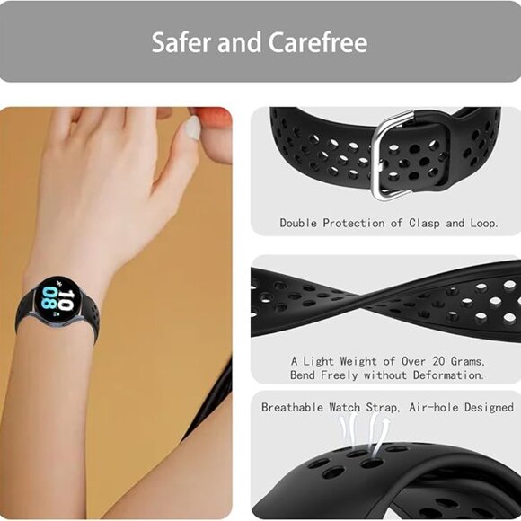 Black Silicone Universal Watch Band, 20mm - Picture 4 of 9